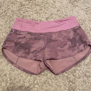 Pink lululemon speed up shorts